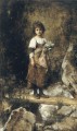 ein Bauernmädchen auf einem Steg Mädchen Porträt Alexei Harlamov